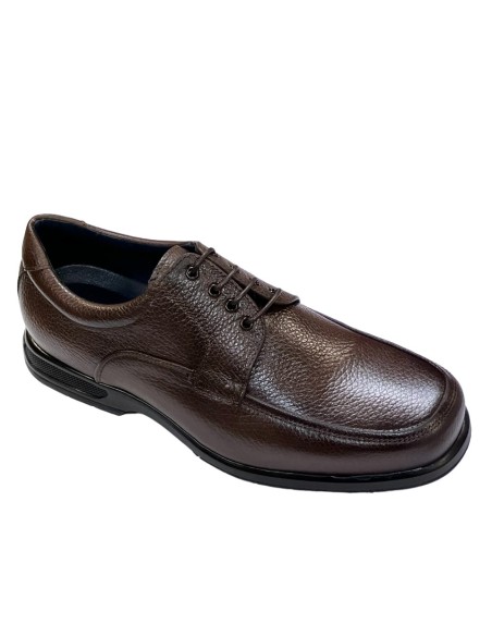 ZAPATO CASUAL, PIEL NATURAL MARRON, PISO GOMA HOMBRE