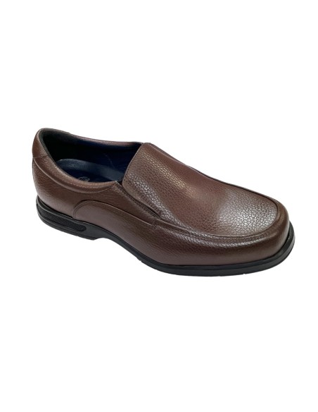ZAPATO CASUAL, PIEL NATURAL MARRON, PISO GOMA HOMBRE